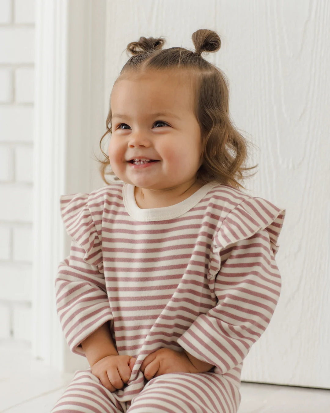 ORGANIC Ruffle Cozy Set Mulberry Stripe