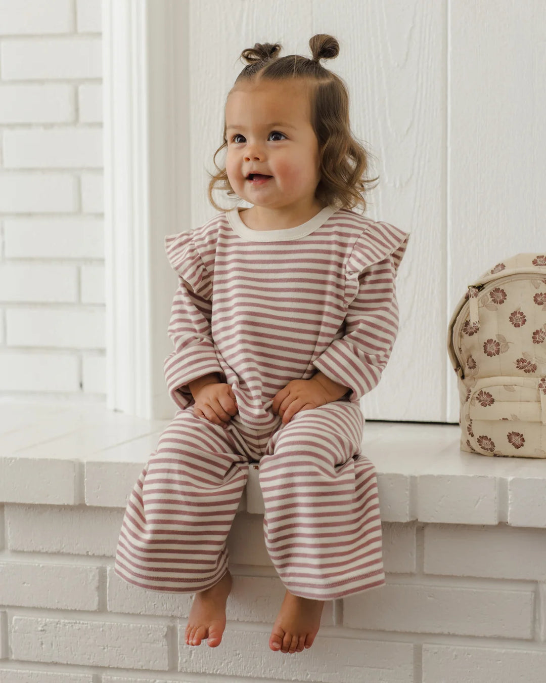 ORGANIC Ruffle Cozy Set Mulberry Stripe