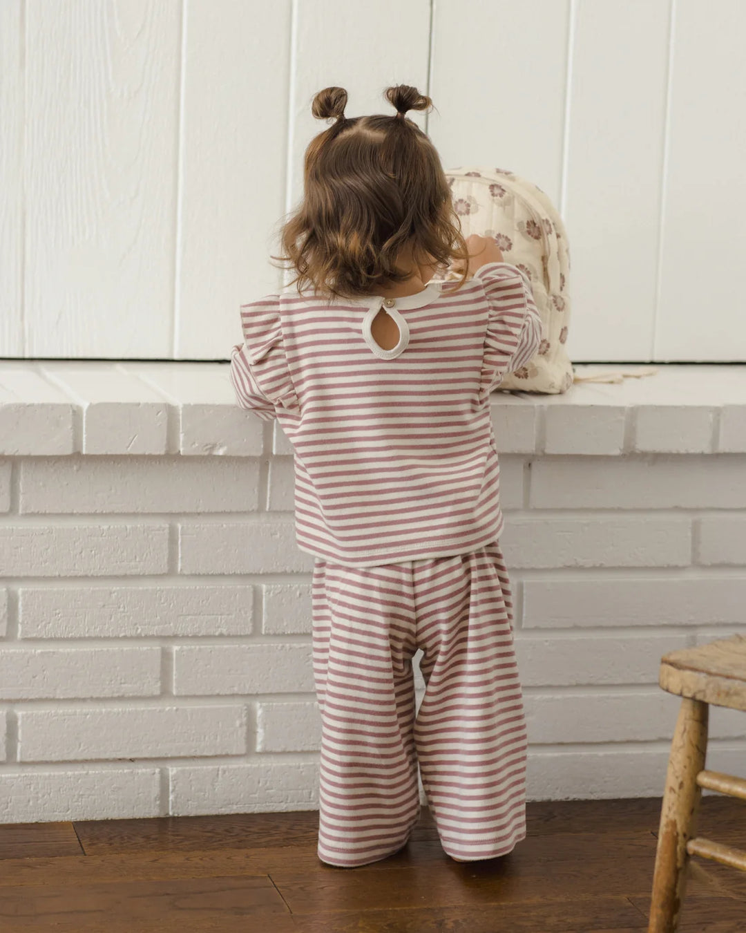 ORGANIC Ruffle Cozy Set Mulberry Stripe