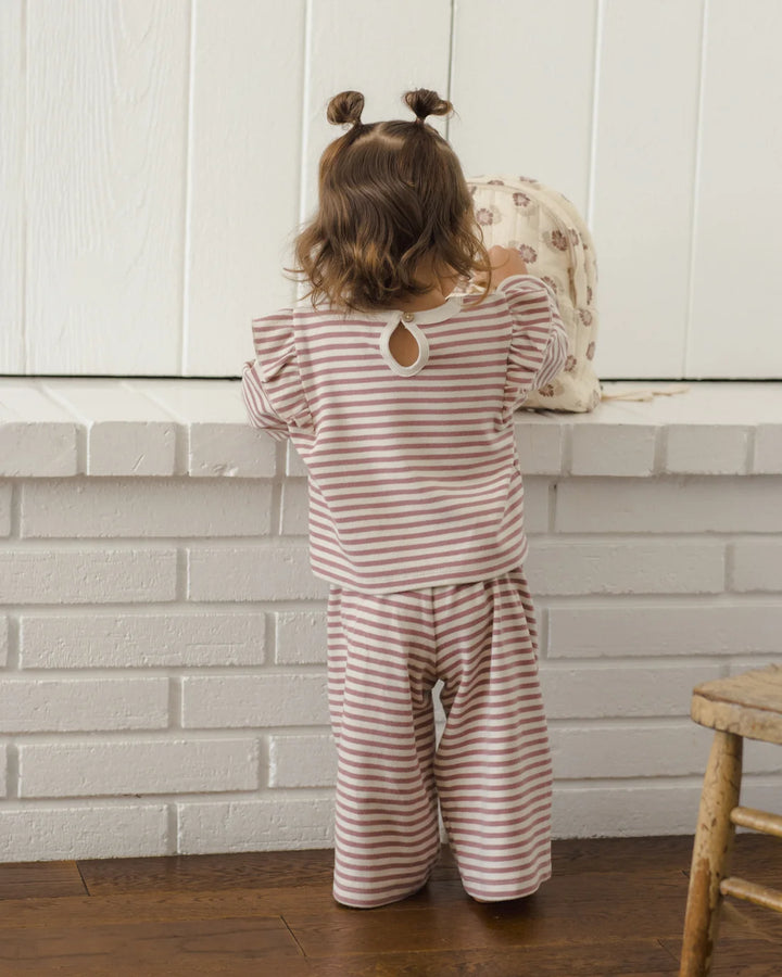ORGANIC Ruffle Cozy Set Mulberry Stripe