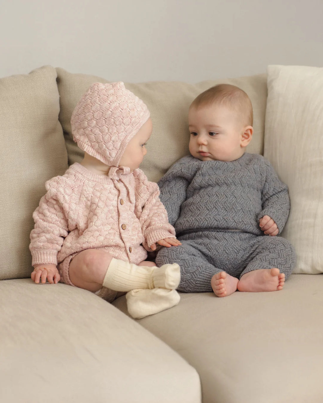 ORGANIC Dusty Rose Speckle Bubble Knit Cardigan