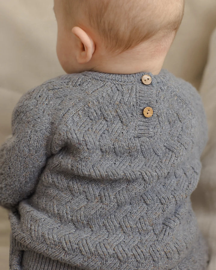 QUINCY MAE Heathered Slate Knit Sweater