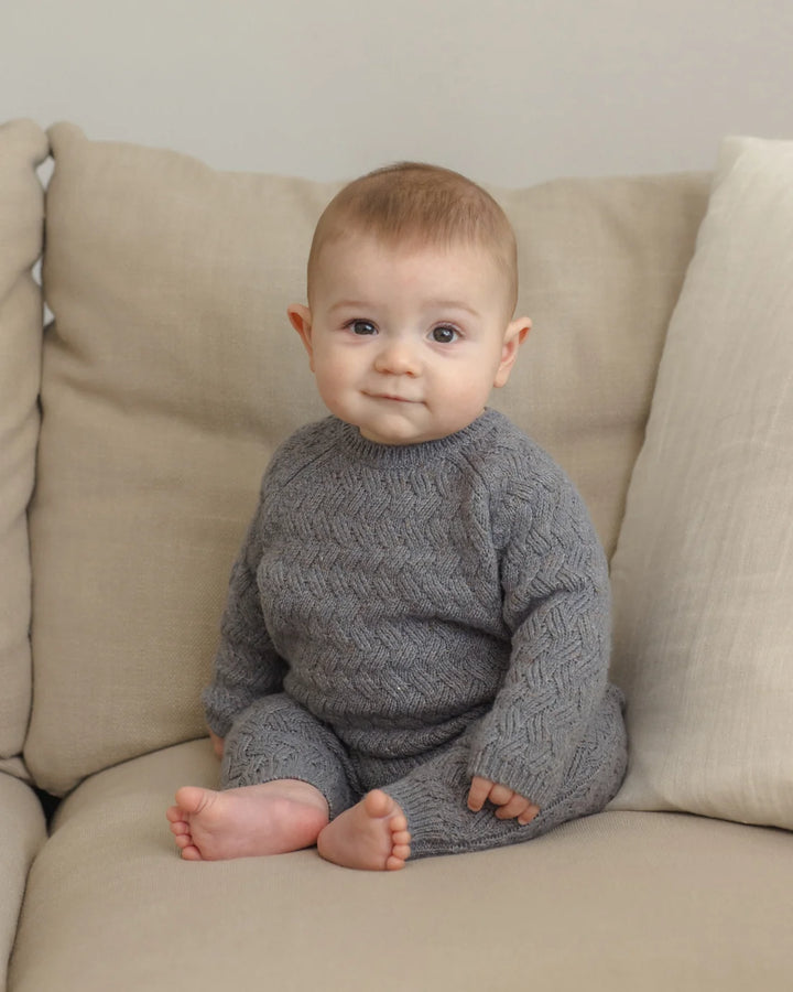 QUINCY MAE Heathered Slate Knit Sweater