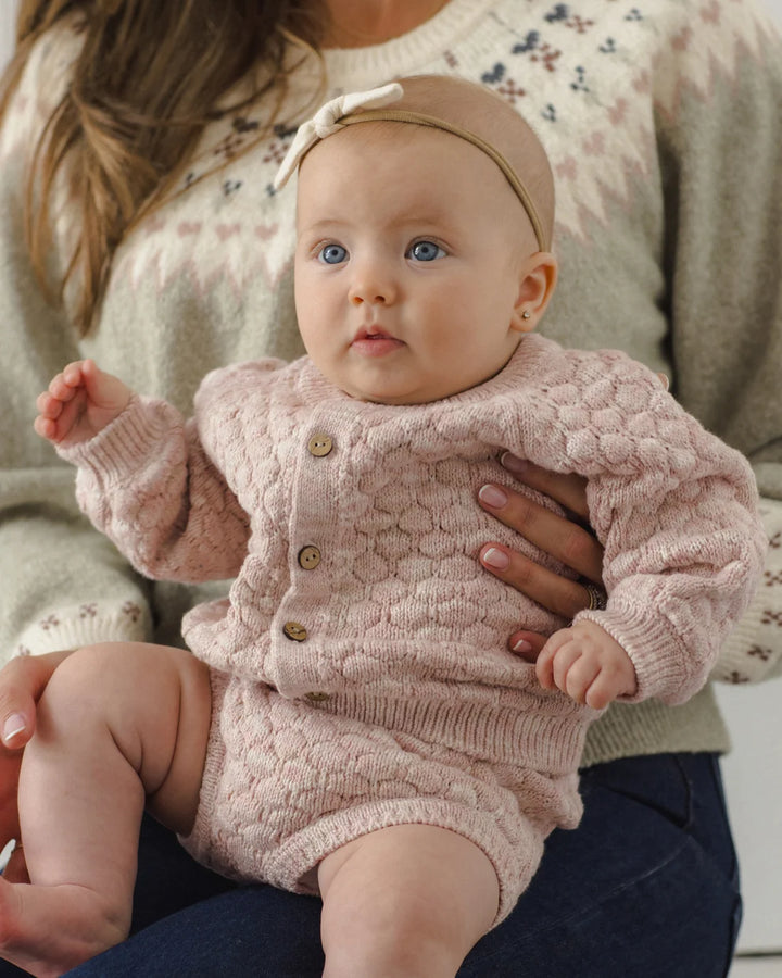 ORGANIC Dusty Rose Speckle Bubble Knit Cardigan