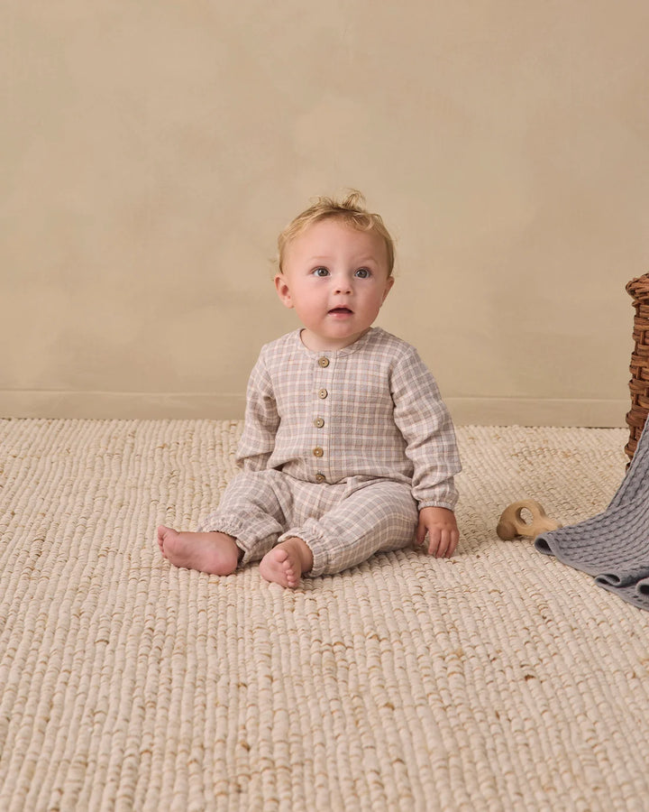ORGANIC Blue Gingham Woven Jumpsuit