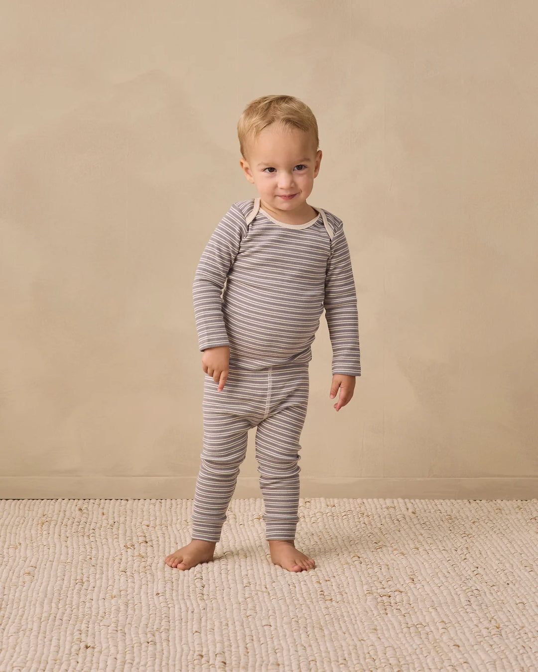 ORGANIC Slate Microstripe Ribbed Tee + Legging Set