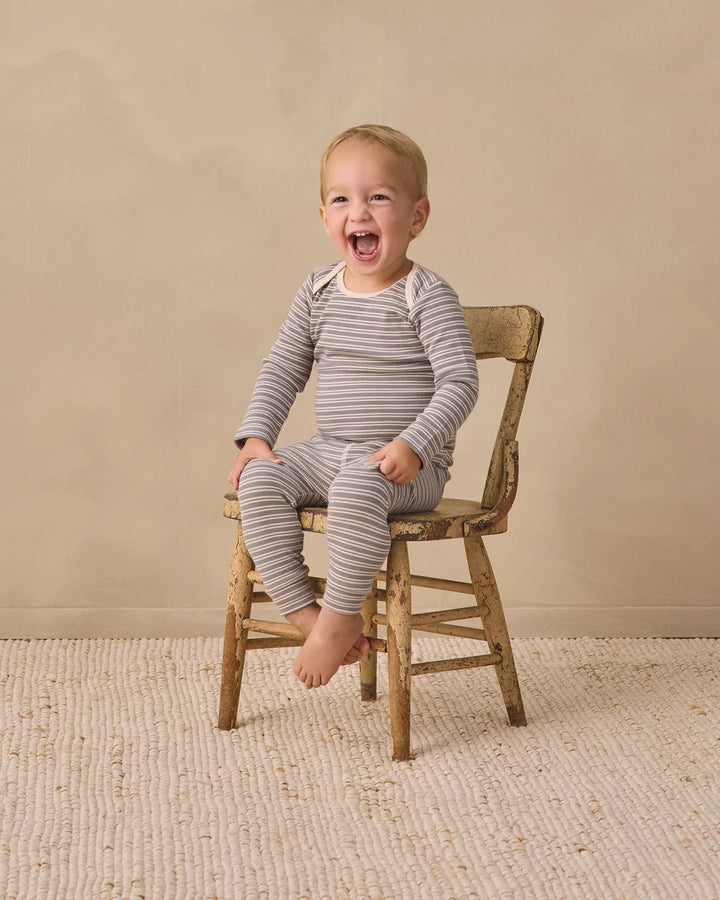 ORGANIC Slate Microstripe Ribbed Tee + Legging Set