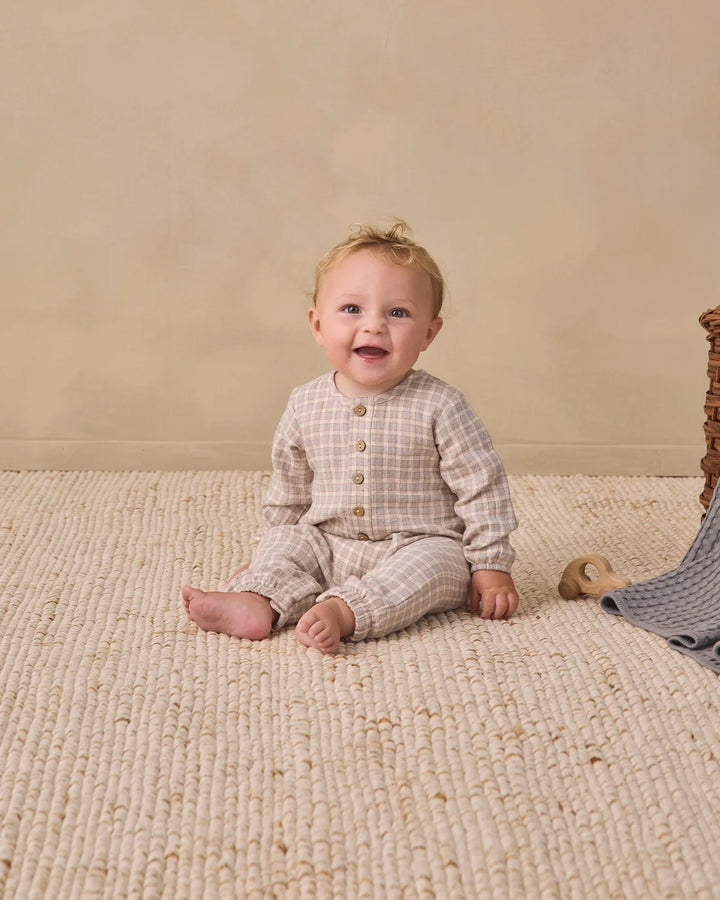 ORGANIC Blue Gingham Woven Jumpsuit