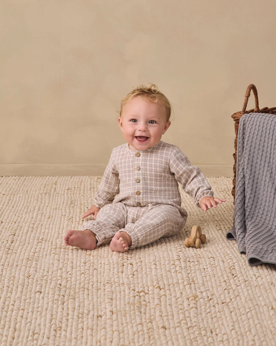ORGANIC Blue Gingham Woven Jumpsuit