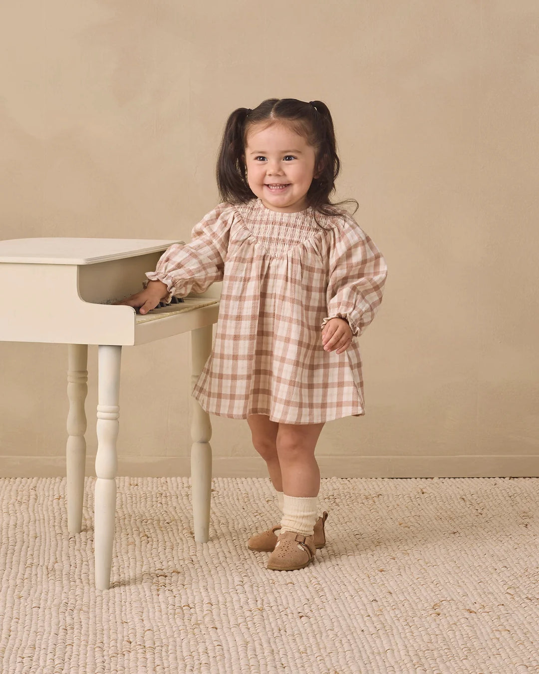 ORGANIC Rustic Plaid V Smocked Dress