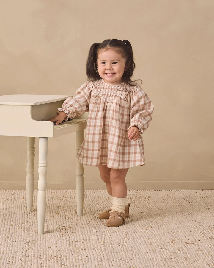ORGANIC Rustic Plaid V Smocked Dress