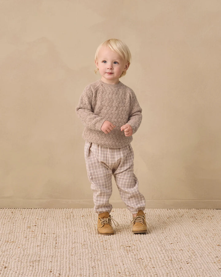 QUINCY MAE Heathered Almond Knit Sweater