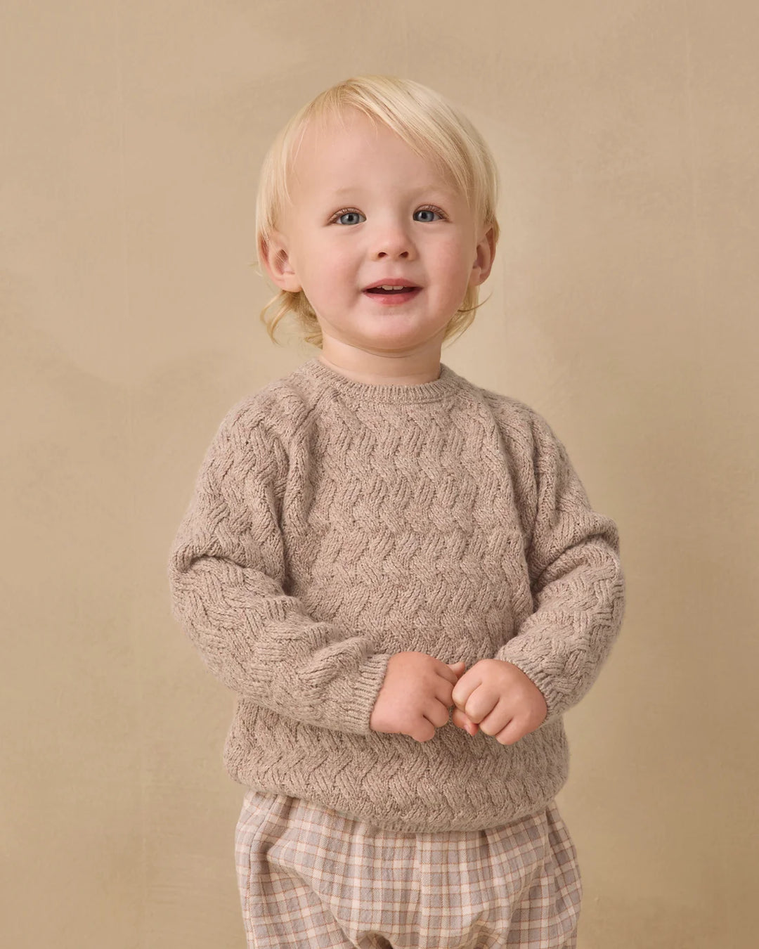 QUINCY MAE Heathered Almond Knit Sweater