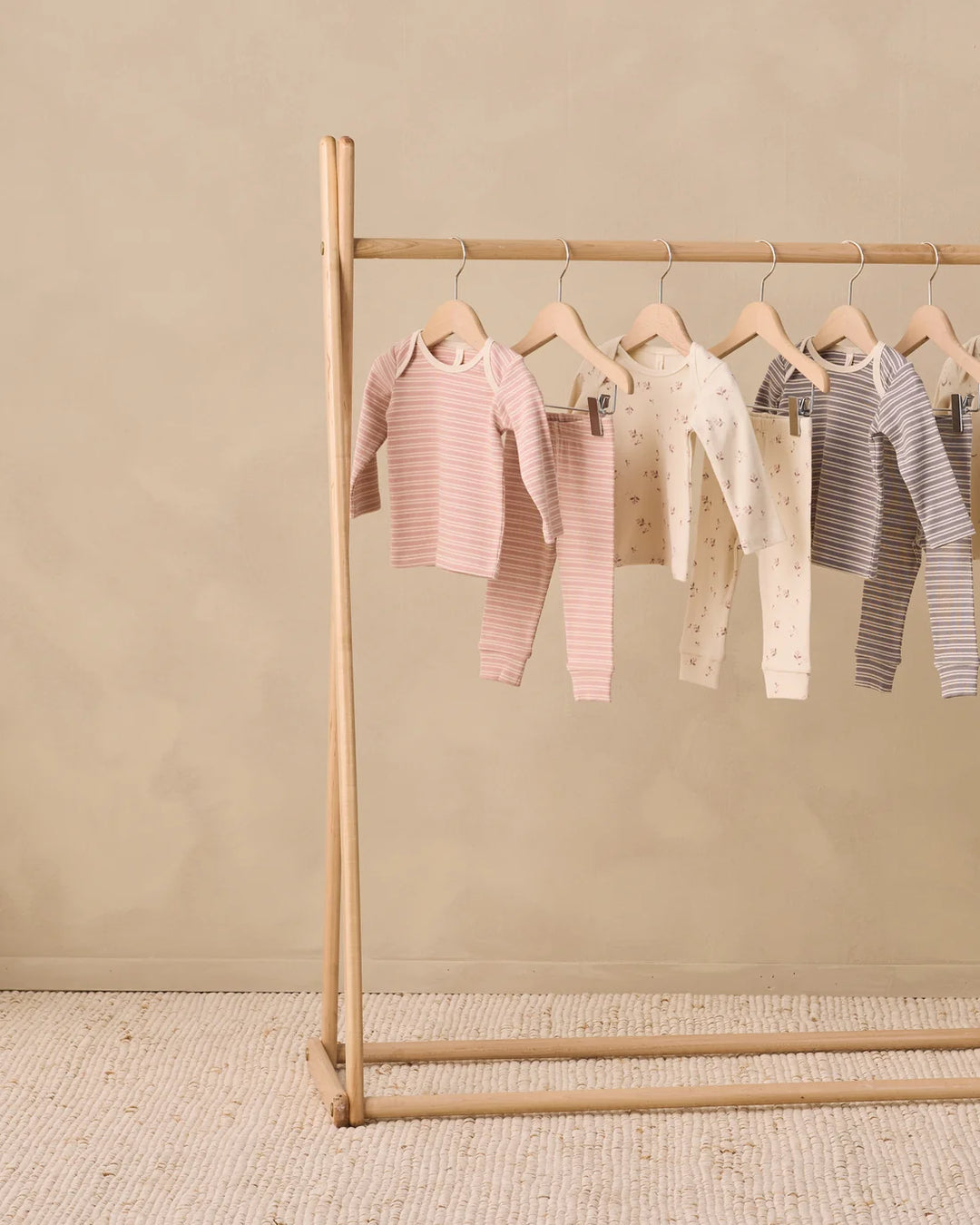 ORGANIC Dusty Rose Microstripe Ribbed Tee + Legging Set