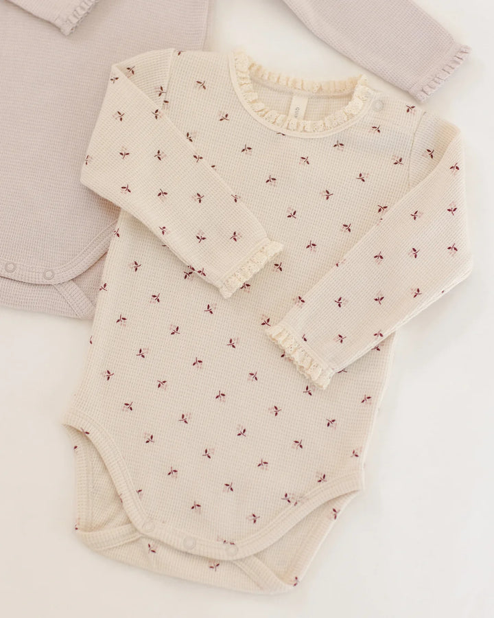 ORGANIC Waffle Long Sleeve Bodysuit Fall Ditsy