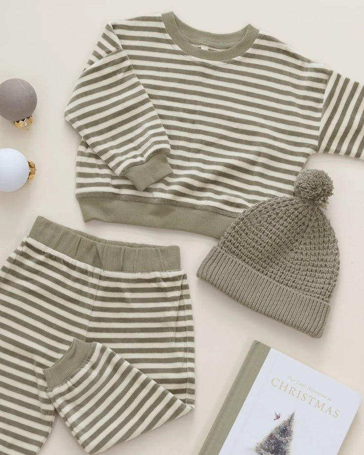 Velour Relaxed Sweatshirt Spruce Stripe