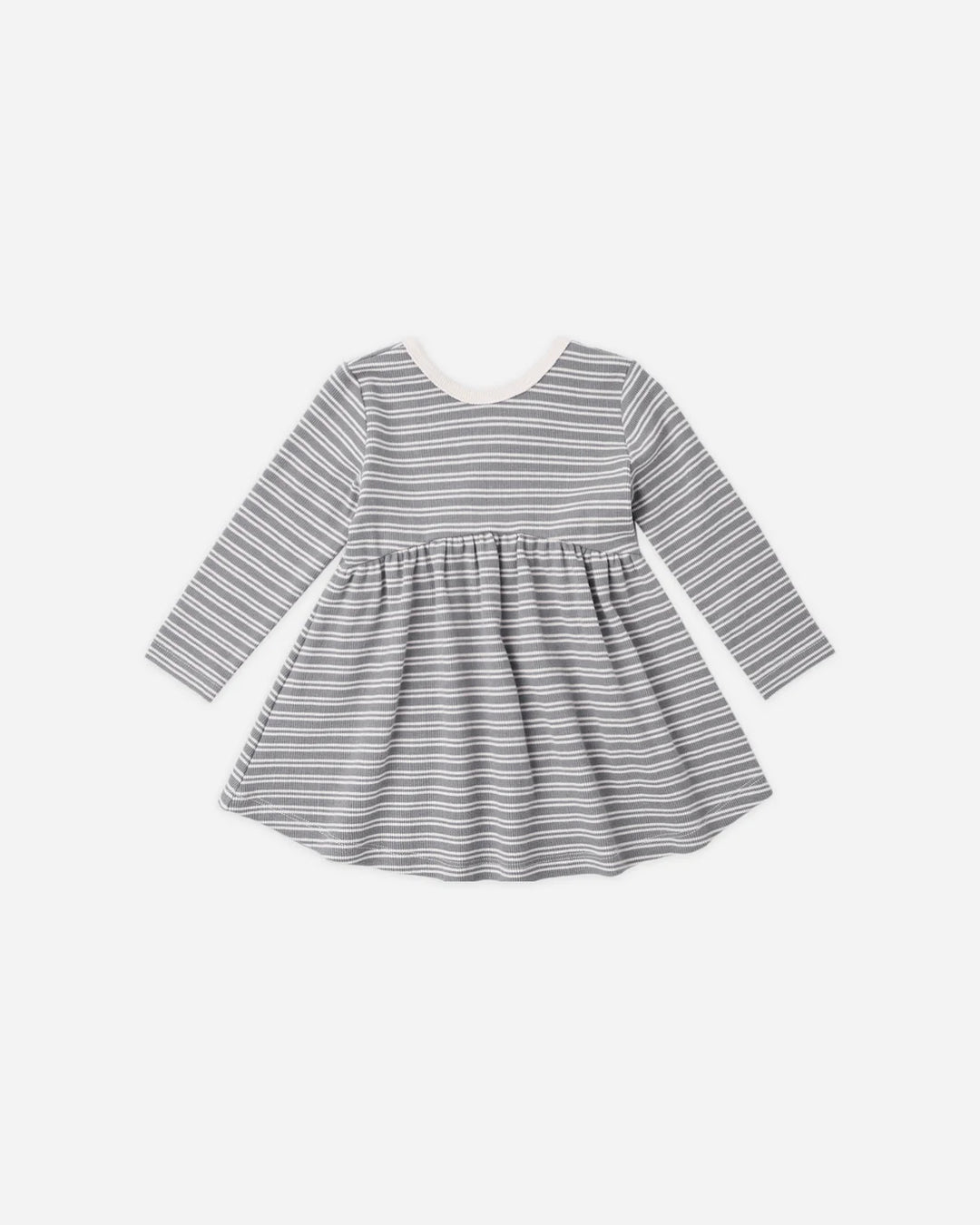 ORGANIC Slate Microstripe Ribbed Long Sleeve Dress