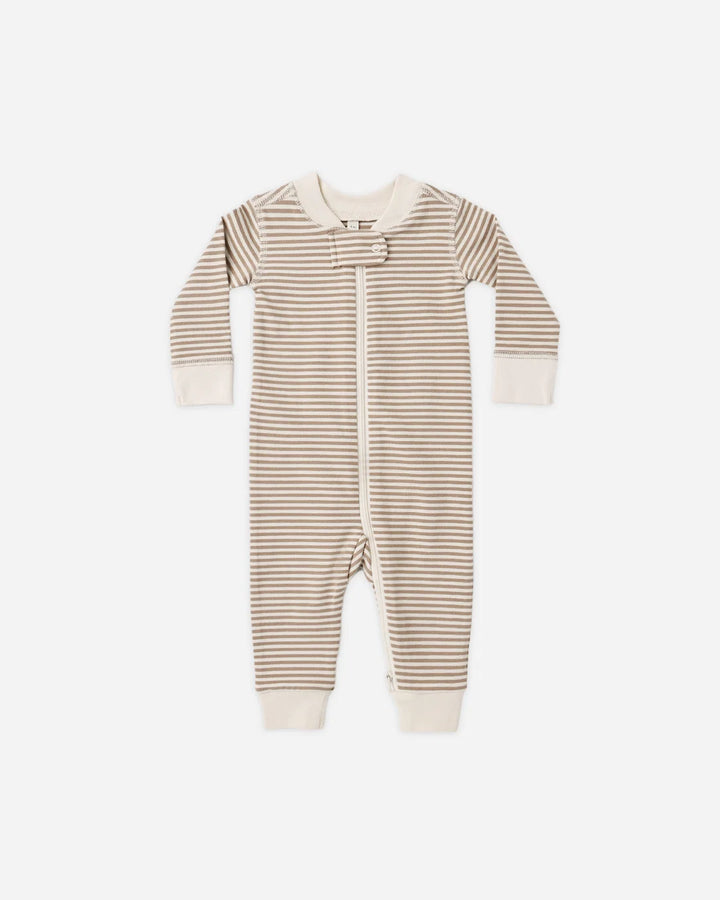 ORGANIC Zip Long Sleeve Sleeper Almond Stripe