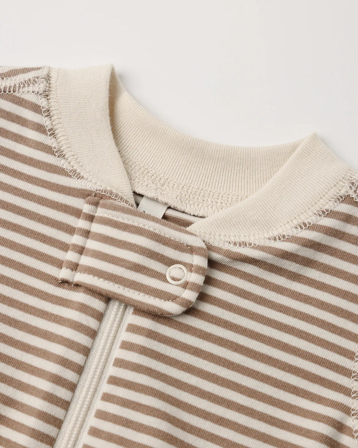 ORGANIC Zip Long Sleeve Sleeper Almond Stripe