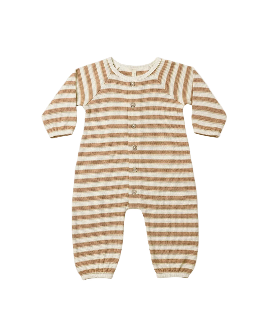 ORGANIC Waffle Long Sleeve Jumpsuit Spice Stripe