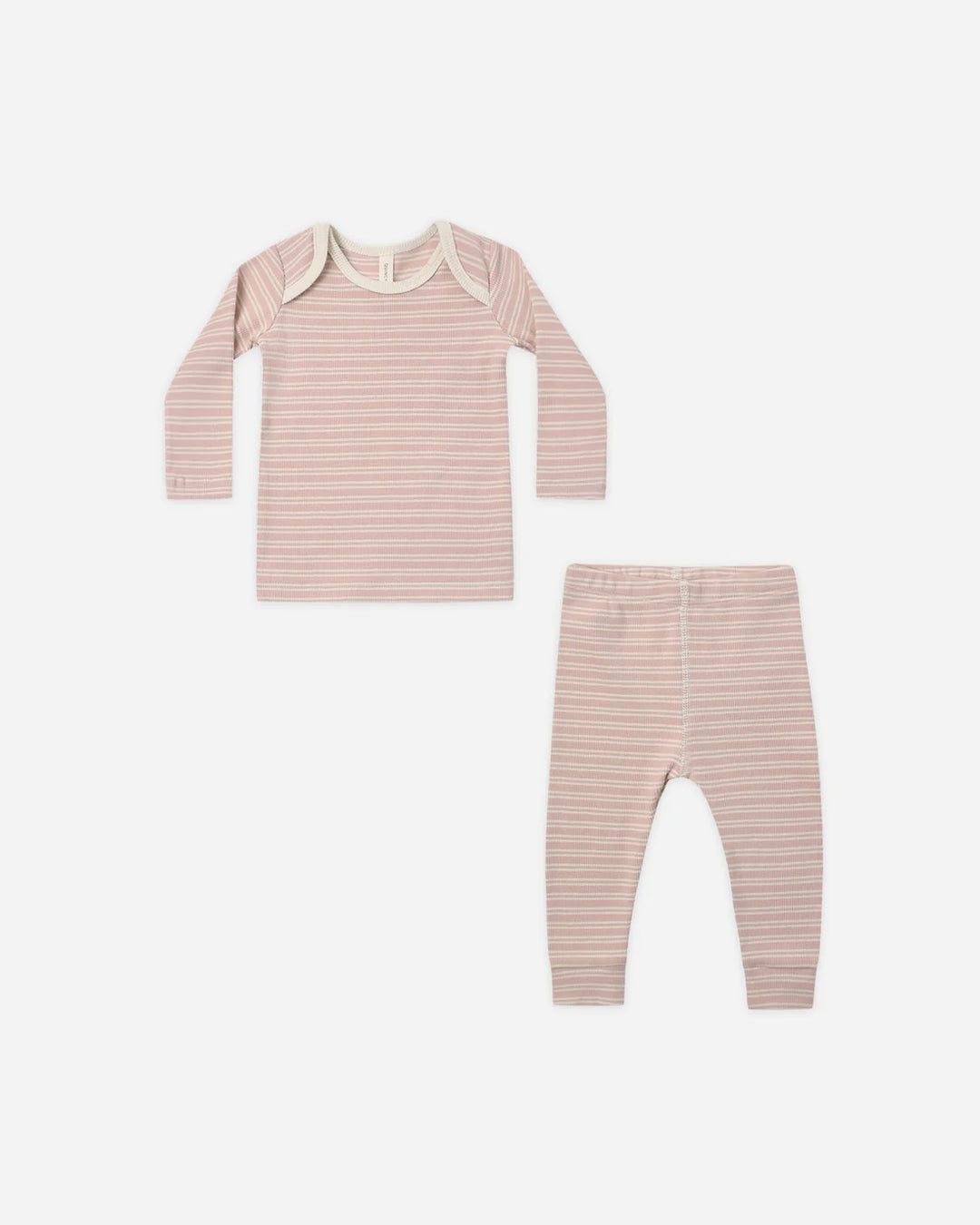 ORGANIC Dusty Rose Microstripe Ribbed Tee + Legging Set