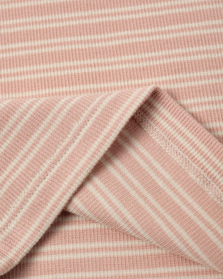 ORGANIC Dusty Rose Microstripe Ribbed Tee + Legging Set