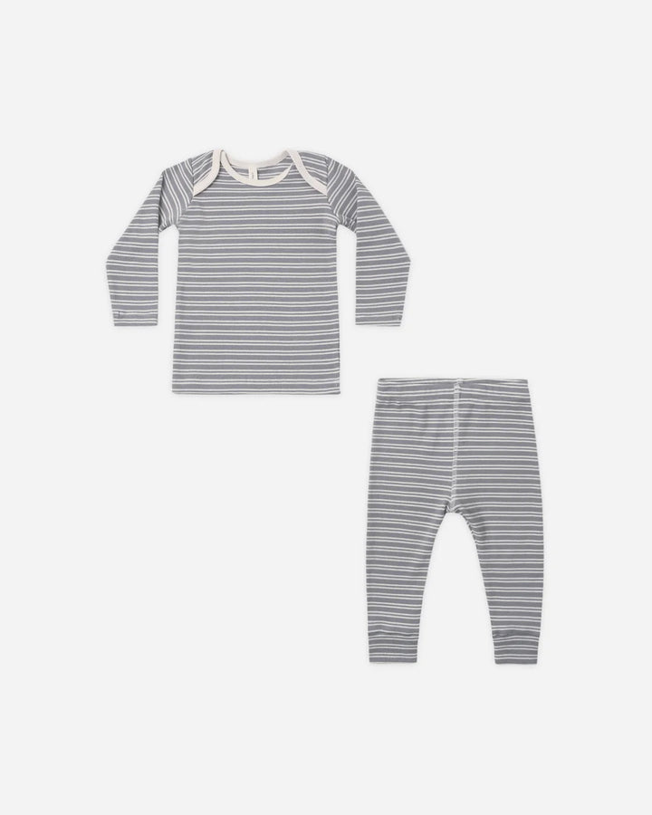 ORGANIC Slate Microstripe Ribbed Tee + Legging Set