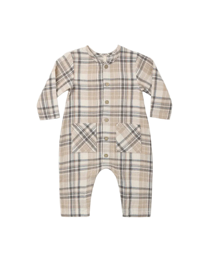 ORGANIC Pocketed Woven Jumpsuit Fall Plaid