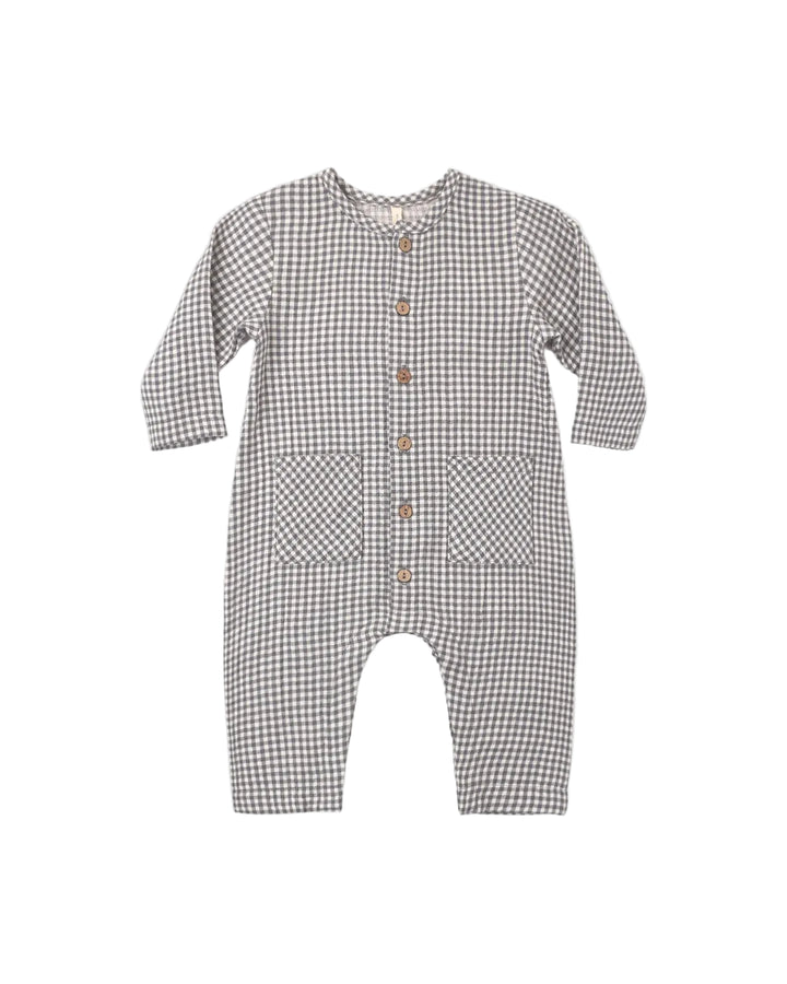 ORGANIC Pocketed Woven Jumpsuit Midnight Gingham