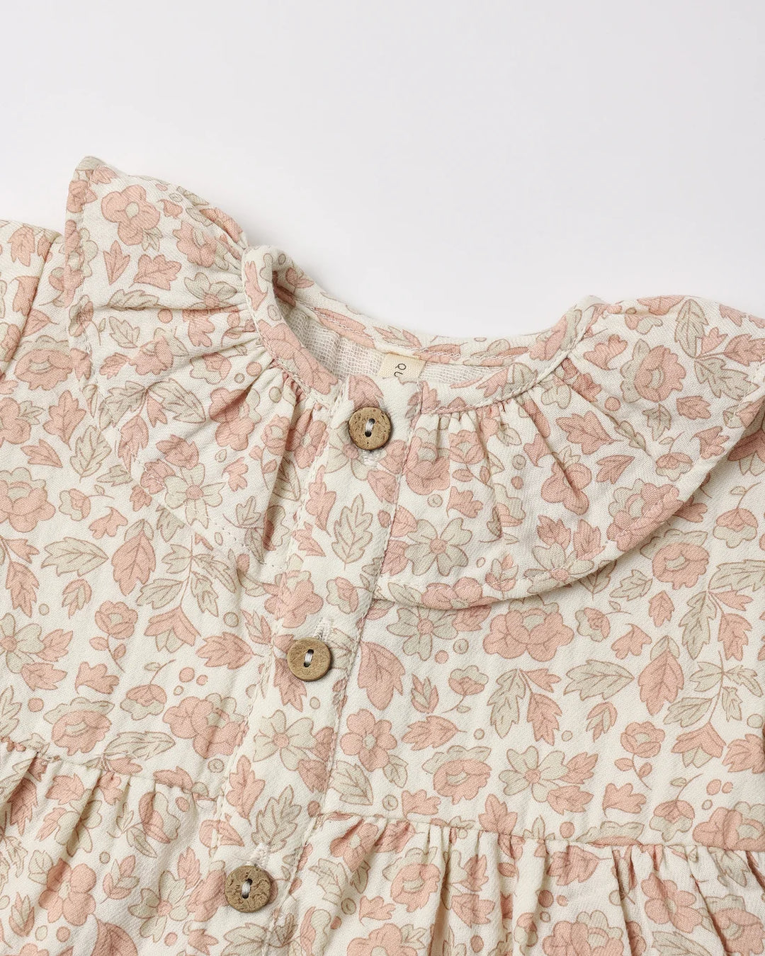 ORGANIC Ruffle Collar Button Dress Pink Blossom
