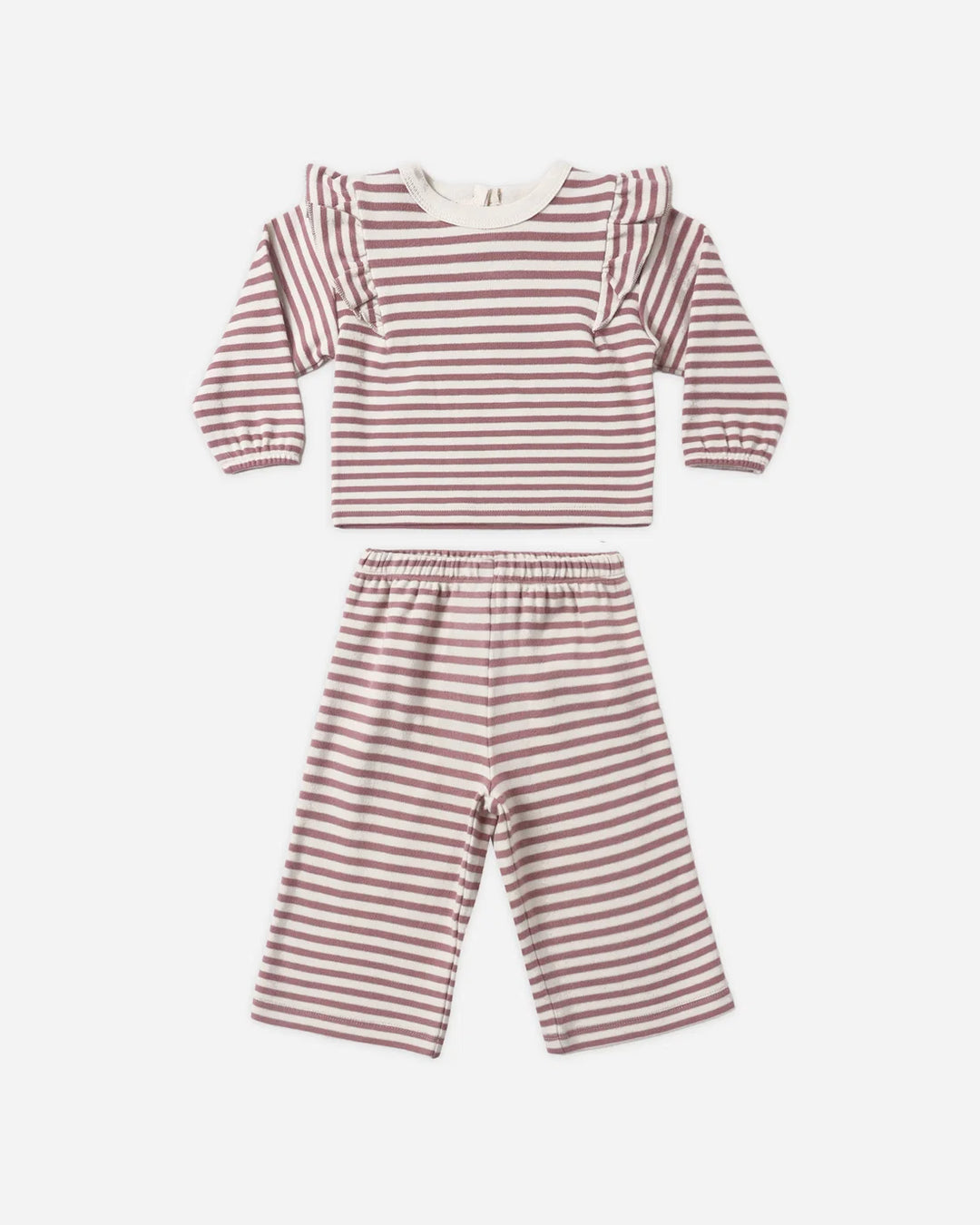 ORGANIC Ruffle Cozy Set Mulberry Stripe