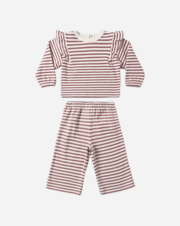 ORGANIC Ruffle Cozy Set Mulberry Stripe