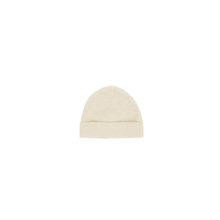Beige beanie on a white background
