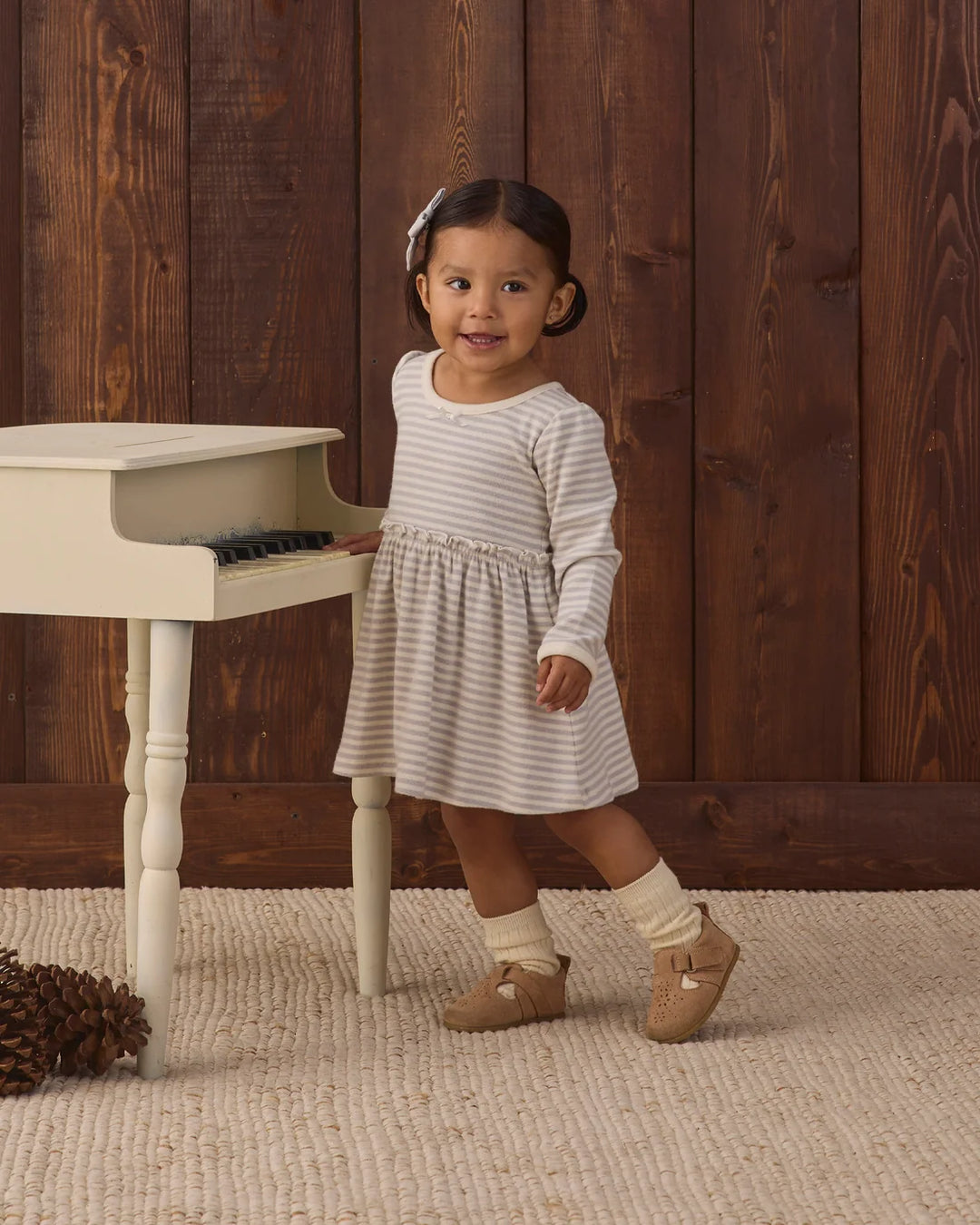 ALDA DRESS FOG STRIPE