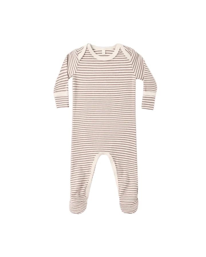 ORGANIC Baby Footie Cocoa Microstripe