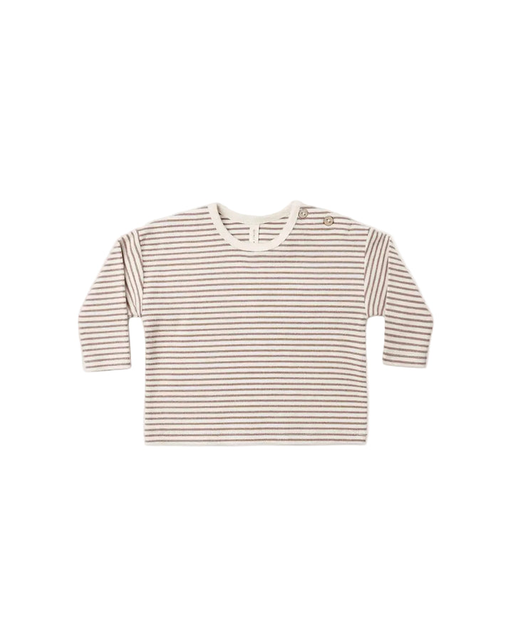ORGANIC Long Sleeve Tee Cocoa Microstripe