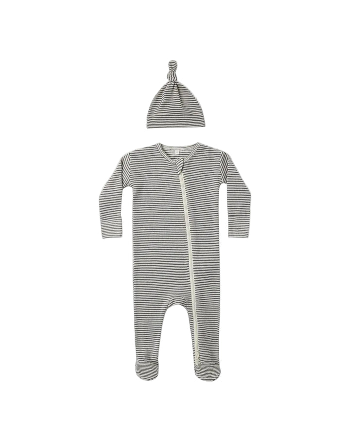 ORGANIC Waffle Sleep Set Midnight Microstripe