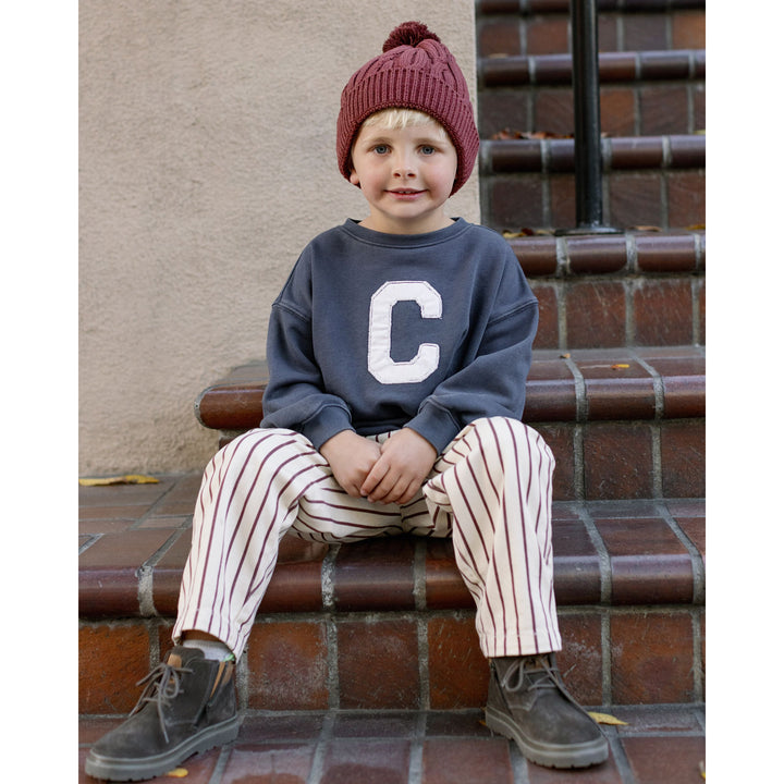 RYLEE + CRU Burgundy Pinstripe Relaxed Cargo Pant