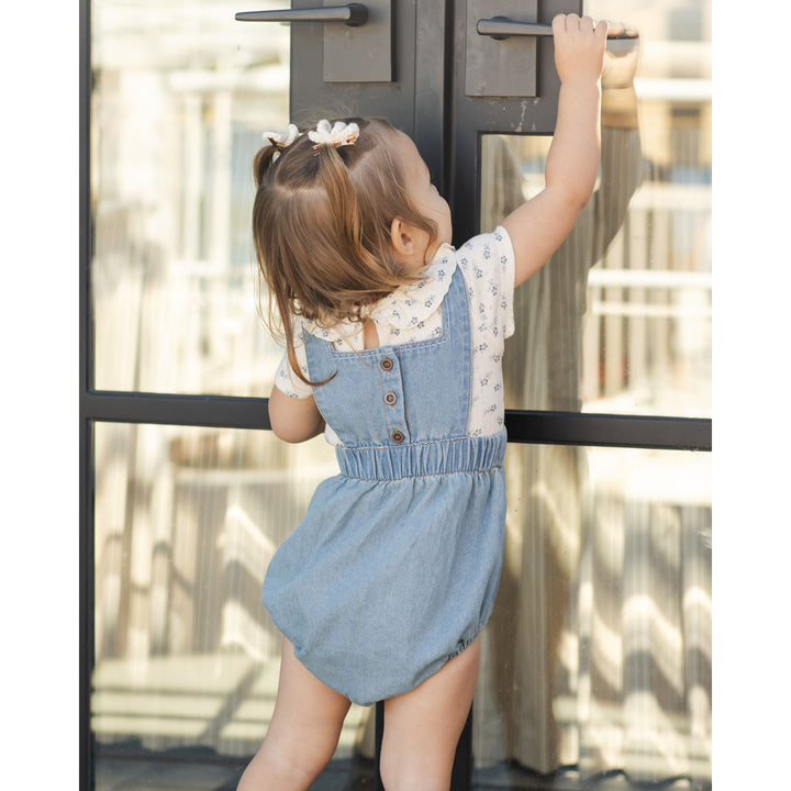 RYLEE + CRU Denim Romper || Washed Blue