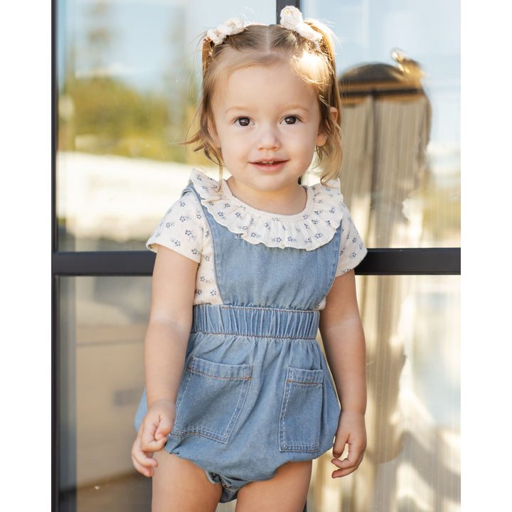RYLEE + CRU Denim Romper || Washed Blue