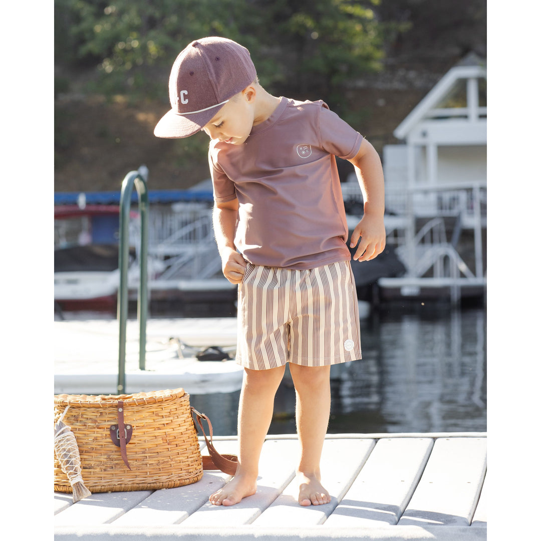 RYLEE + CRU Boardshort || Brown Butterscotch Stripe