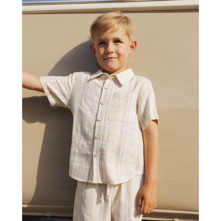 Collared Short Sleeve Shirt || Sea Stripe