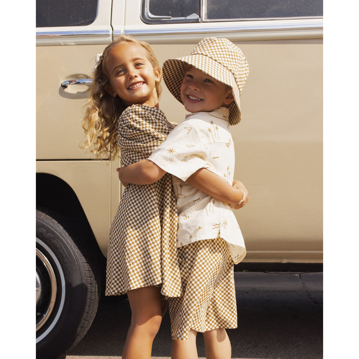 Sabrina Mini Dress || Ocre Check