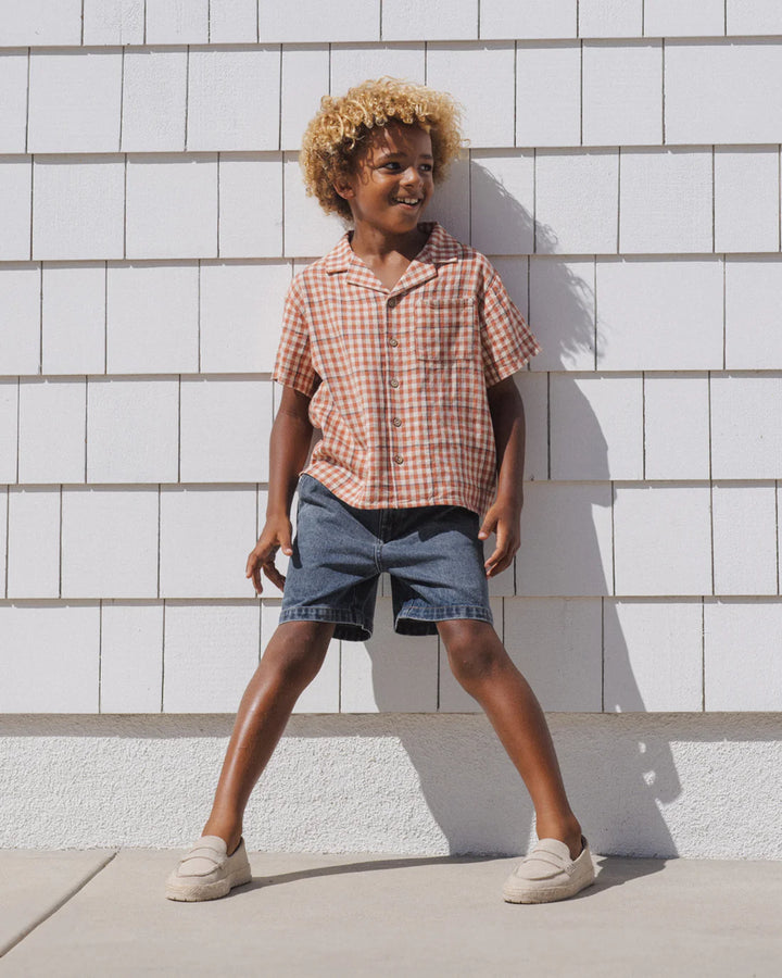 RYLEE + CRU Poppy Gingham Lapel Collar Shirt