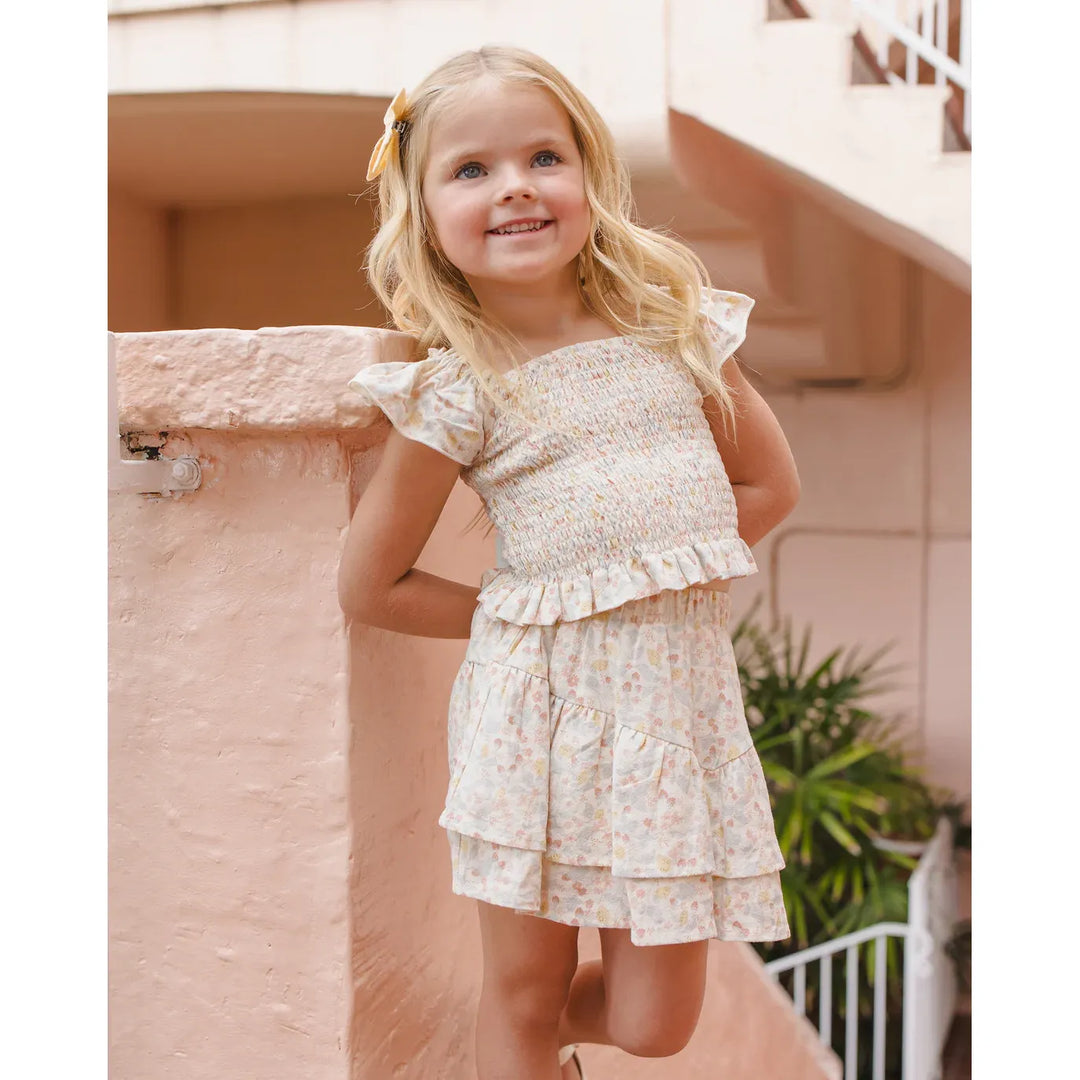 Tiered Mini Skirt Summer Garden