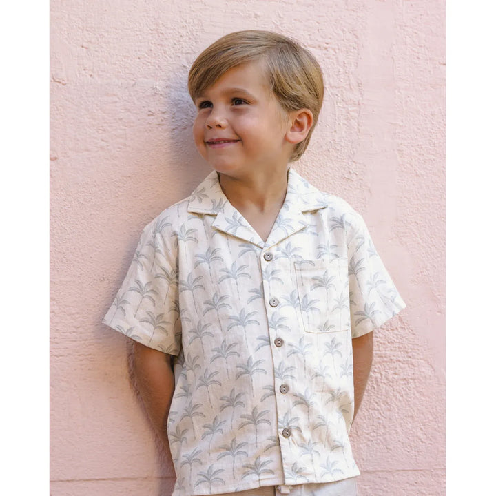 Lapel Collar Shirt Palm Trees