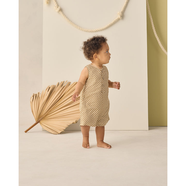 RYLEE + CRU Ocre Check Mavrick Romper