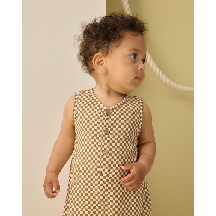 RYLEE + CRU Ocre Check Mavrick Romper