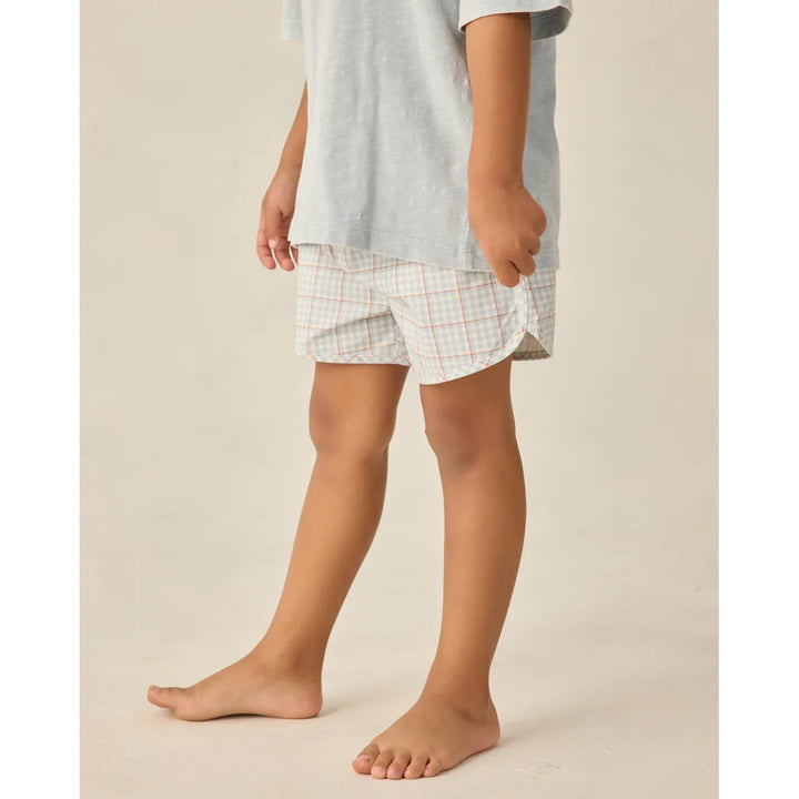 RYLEE + CRU Swim Trunk Light Blue Plaid