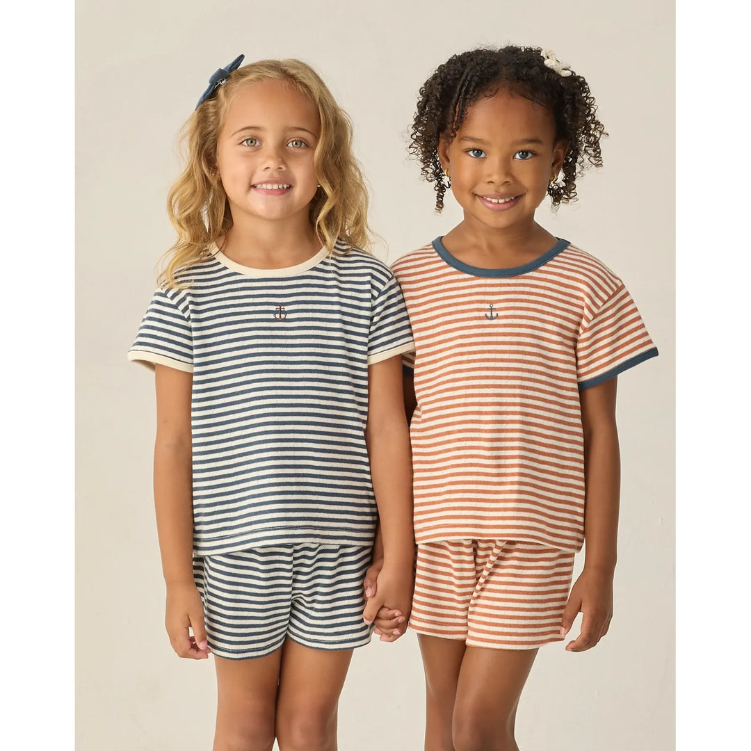 Pointelle Tee | Navy Stripe